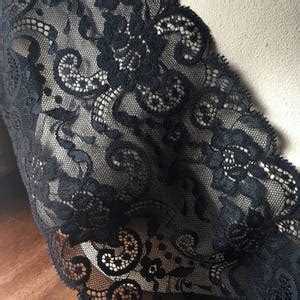 Black Stretch Lace Wide For Lingerie Garments Costumes Str Etsy