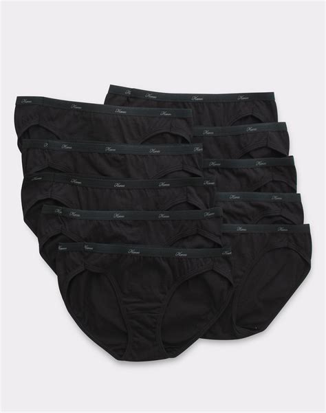 Hanes Women S Cool Comfort Cotton Bikini Underwear Pack All Black Sizes Or Walmart