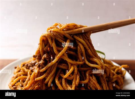 Chinese Food Culture Noodles Cooked In Seasoning Spicy And Spicy