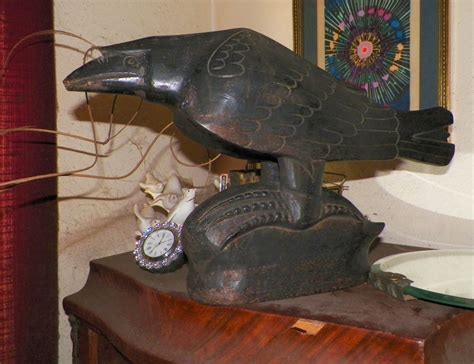 Wow Wooden Bird Carving Edgar Allan Poes Bird Antiques Board