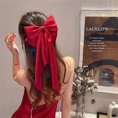 Большой атласный luxury бант - заколка для волос (красный) от продавца ...