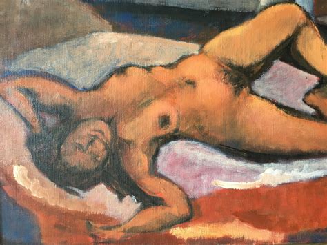 Vintage Oil Painting Female Reclining Nude On Bed In Interior Signed Phyllis Lawson Etsy UK