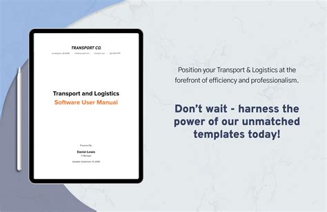 Transport And Logistics Software User Manual Template In Pdf Word