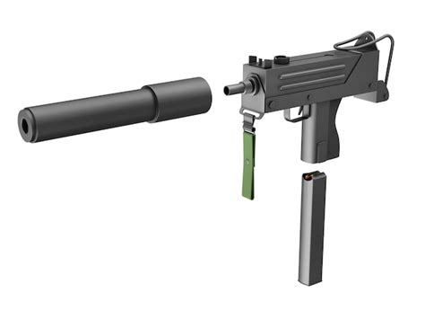 premium photo automatic machine gun  silencer