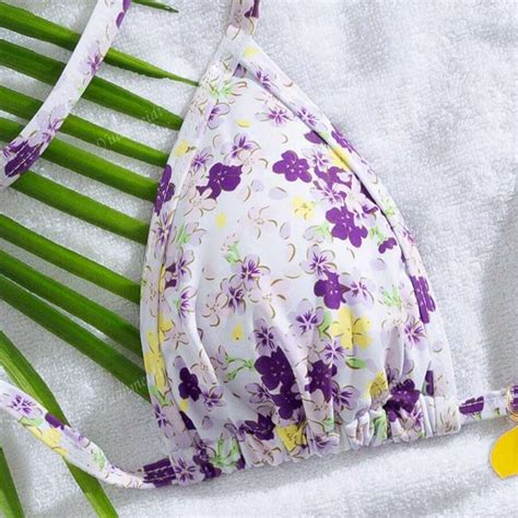 2pcs Ditsy Floral Halter Neck Bikini Set With Tie Back Swimwear Top And Bottom Summer SHEIN USA