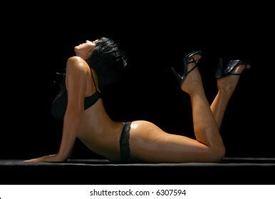 Naked Brunette Isolated On Black Background Stock Photo Shutterstock