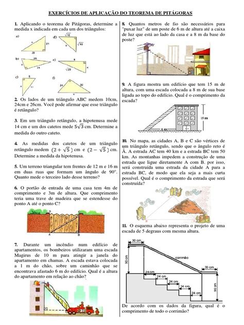 Exercícios sobre teorema de pitágoras.9º ano.docx | Triângulo ...