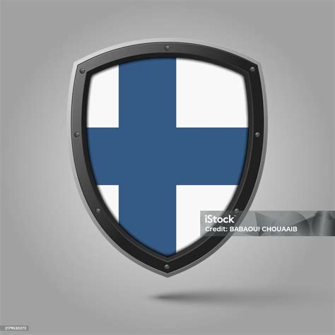 national shield  finland flag  original color stock illustration