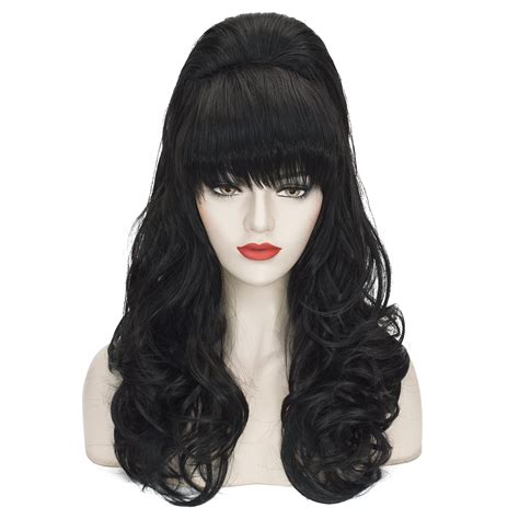 Amazon.com: Beehive Wig Black Women Vintage Long Curly Bouffant Updo