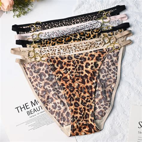 Pack Of 5 Womens Sexy Leopard Panties Underwear Ice Silky Bikini Brief Intimates EBay