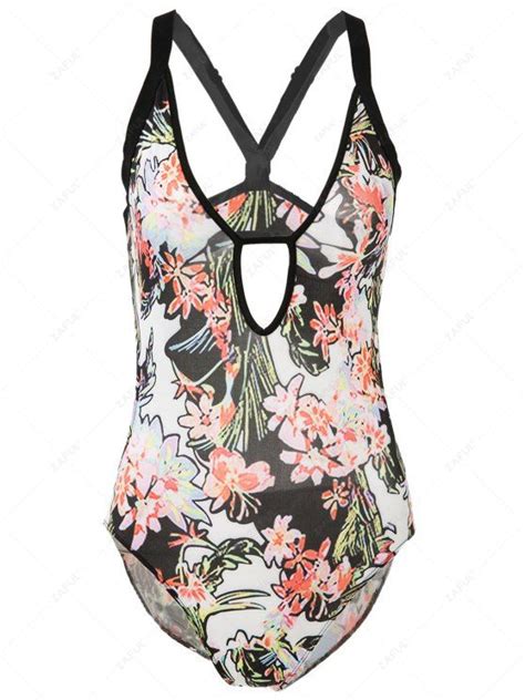 [31 Off] 2021 Printed Cut Out Sexy One Piece Swimwear In Colormix Zaful