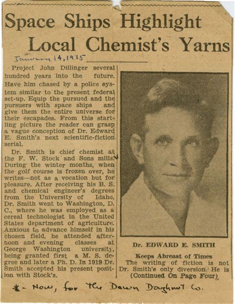 1935 Newspaper Article On E E Doc Edward Elmer Smith Richard W