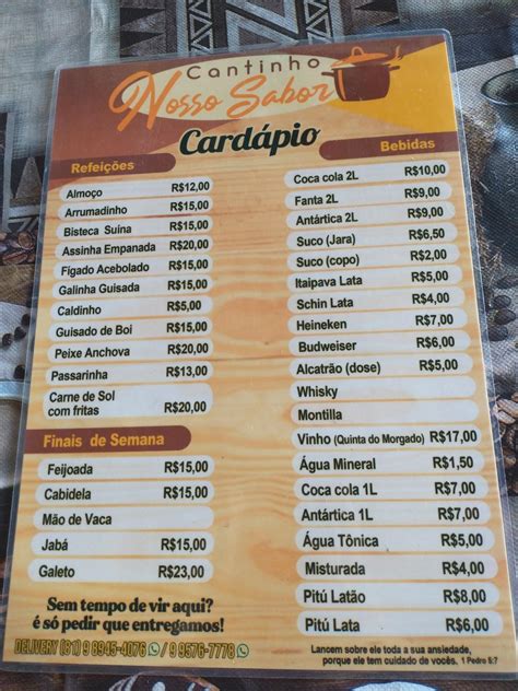 Menu At Cantinho Nosso Sabor Pub Bar Ipojuca