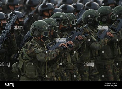 Soldiers March During A Military Parade Marking Independence Day In