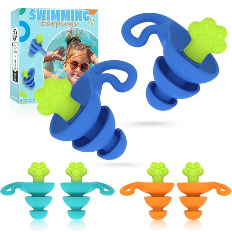 3 Pairs Swimming Ear Plugs, Silicone Comfortable Earplugs with Storage