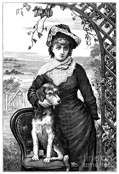 Victorian Girl With Her Pet Dog By Whitemay