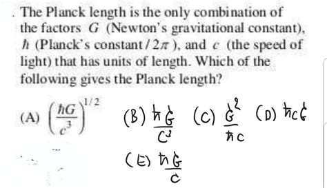 Solved The Planck length is the only combination of the | Chegg.com