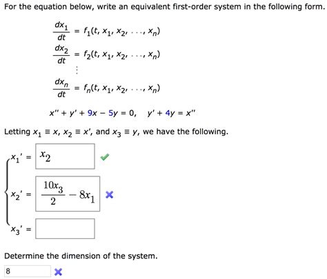 Solved For The Equation Below Write An Equivalent First Order System