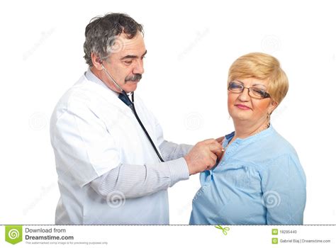 Mature Doctor Man Examine Patient Woman Stock Photo Image 18295440