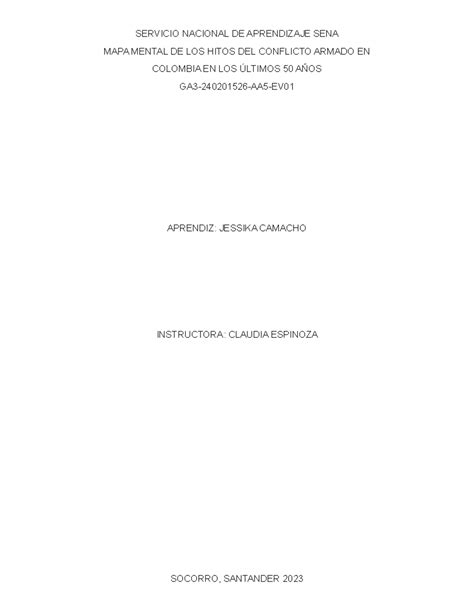 Mapa Mental de los Hitos del Conflicto Armado en Colombia - GA3 - Studocu