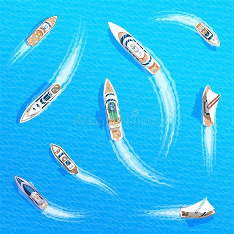 Set Of Yachts Maritime Ships At Sea Shipping Boats Water Transport