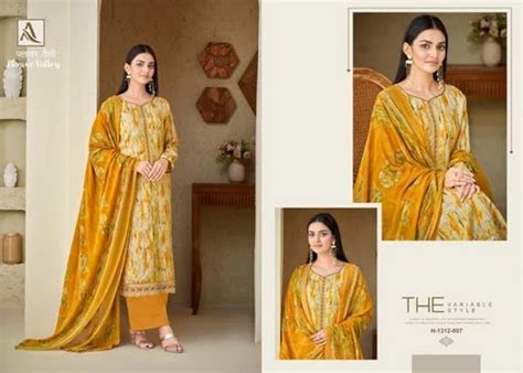 A Line Alok Suit Flower Valley Pure Viscose Maslin Print Handwork Suit