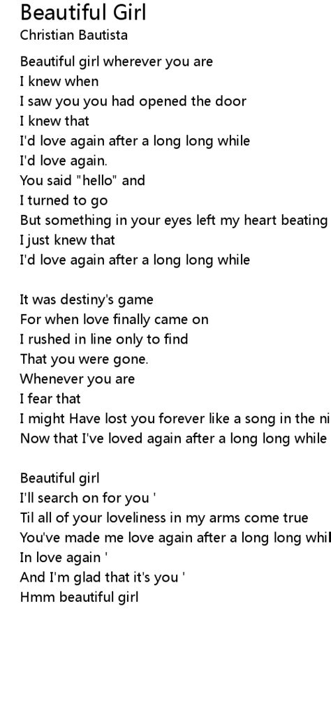 Beautiful Girl 歌词 - 歌词网
