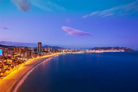 Premium Photo Benidorm Poniente Beach Sunset Alicante Spain