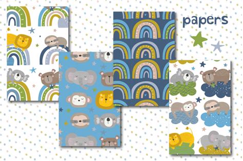 Sleeping Baby Boy Paper By Poppymoon Design TheHungryJPEG