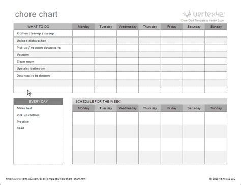 kids chore chart template
