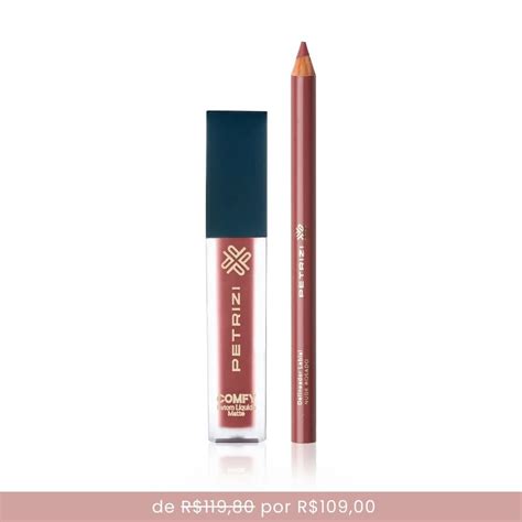 Lip Kit Nude Rosado Batom Líquido Lápis Labial Petrizi Makeup Produtos de Maquiagem