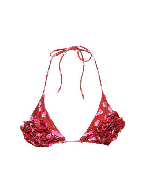 Magda Butrym Printed Triangle D Flower Bikini Top Magda Butrym