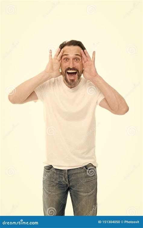 Man Excited Screaming To You Mature Charismatic Speaker Excited To Inform Public Talk Oratory