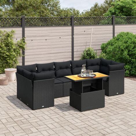 Set Divani Da Giardino Con Cuscini Pz Nero In Polyrattan