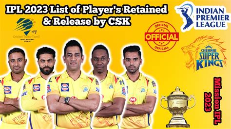 Csk Retained And Released Players 2023 Ipl 2023 Retention List Ipl