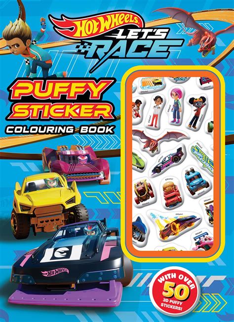 Hot Wheels Let S Race Puffy Sticker Colouring Book Mattel