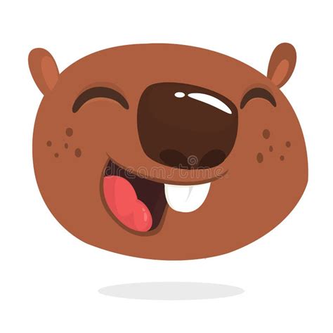 Cute Cartoon Beaver Head Icon Laughing Vector Illustration Beaver