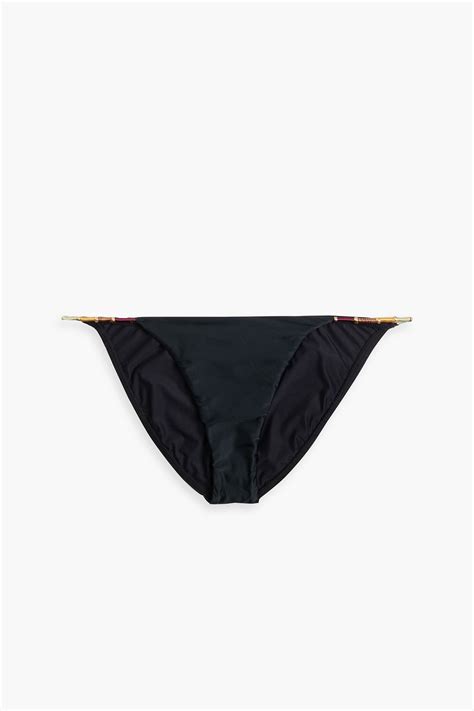 Vix Paula Hermanny Embellished Low Rise Bikini Briefs In Black Modesens