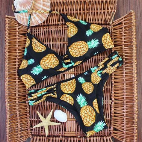 Conjunto de Bikini de bikini de traje de baño de bikini retro estampado Trajes de baño Ropa