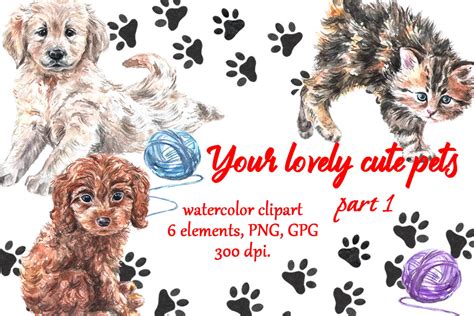Cute Pets Watercolor Graphic By Vilkat · Creative Fabrica
