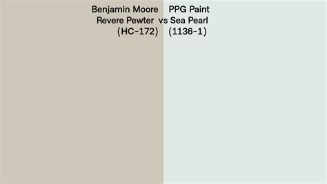 Benjamin Moore Revere Pewter HC 172 Vs PPG Paint Sea Pearl 1136 1