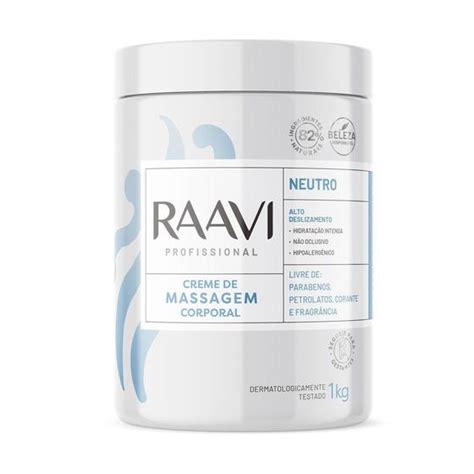 Creme De Massagem Corporal Neutro Raavi 1kg Cosméticos Para