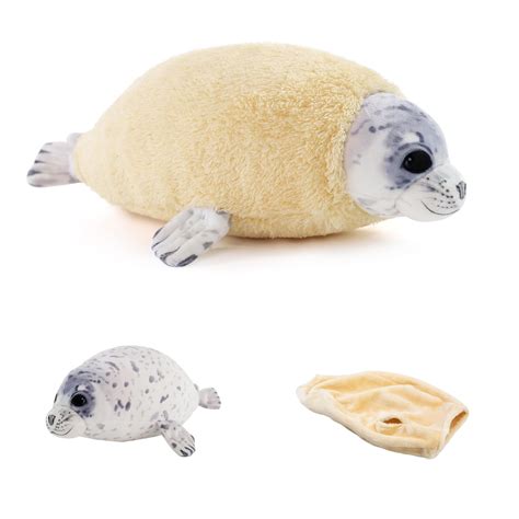 Dinyinor 20‘’ Molting Seal Plush Pillow,Chubby Blob Seal Plushies for