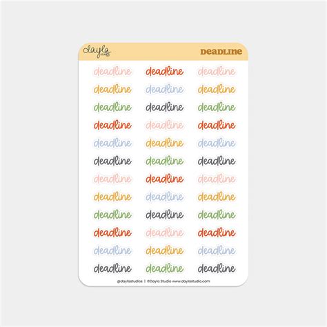 Deadline Word Stickers Planner And Journal Stickers Dayla Studio