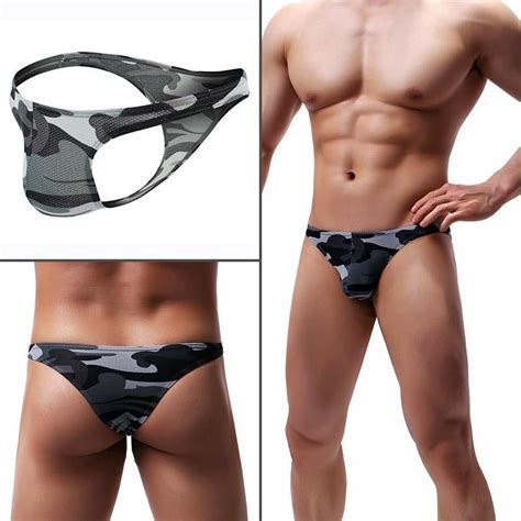 Mens Camouflage Thongs G Strings Bikini Underwear Jockstrap Sexy T
