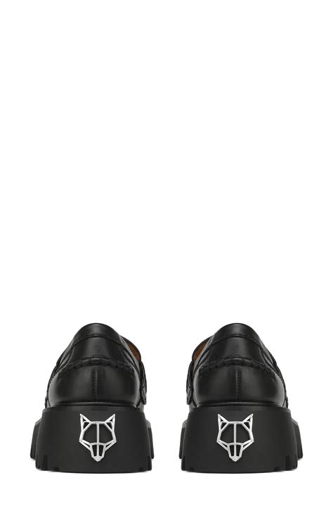 NAKED WOLFE Flawless Platform Loafer In Black Box Leather Smart Closet