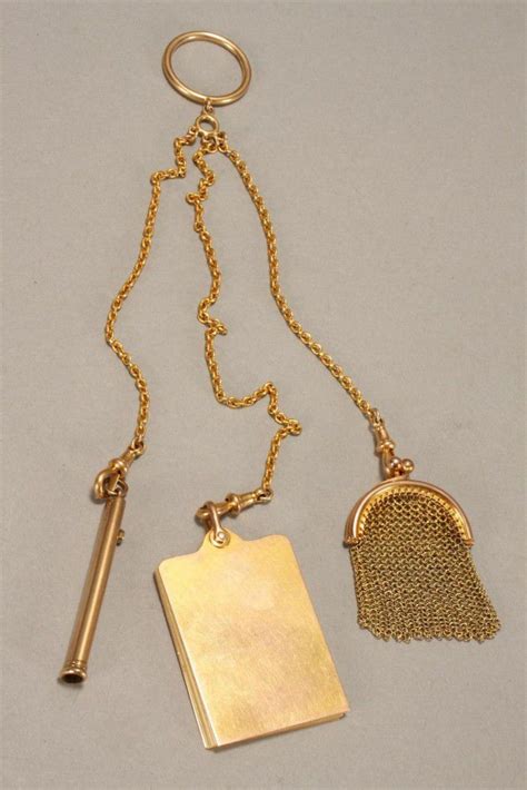 Early 20th Century 15ct Gold Chatelaine With Accessories Chatelaines