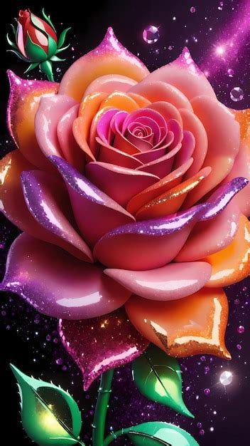 Premium Photo Shiny Pink Rose Flower Decorative Wallpaper Background