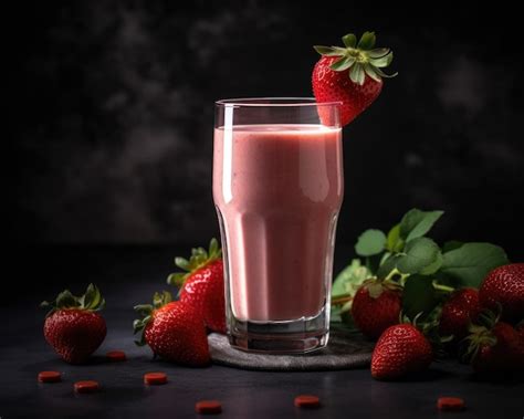 Premium Ai Image Strawberry Shake