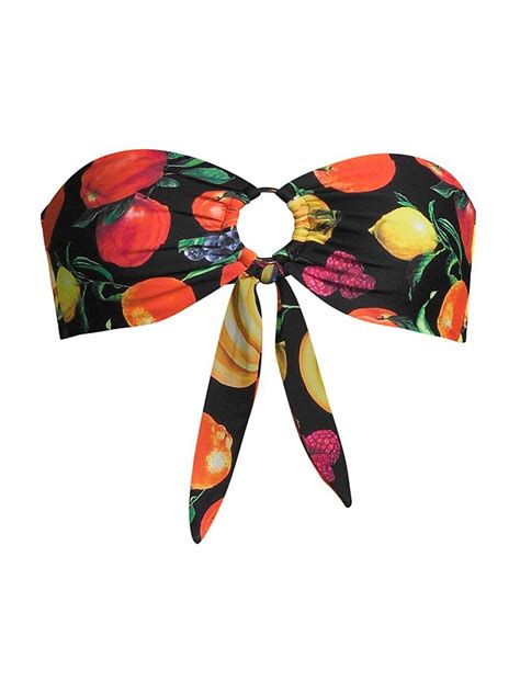 Buy Weworewhat Fruit Print Ring Bandeau Bikini Top Black Multi At